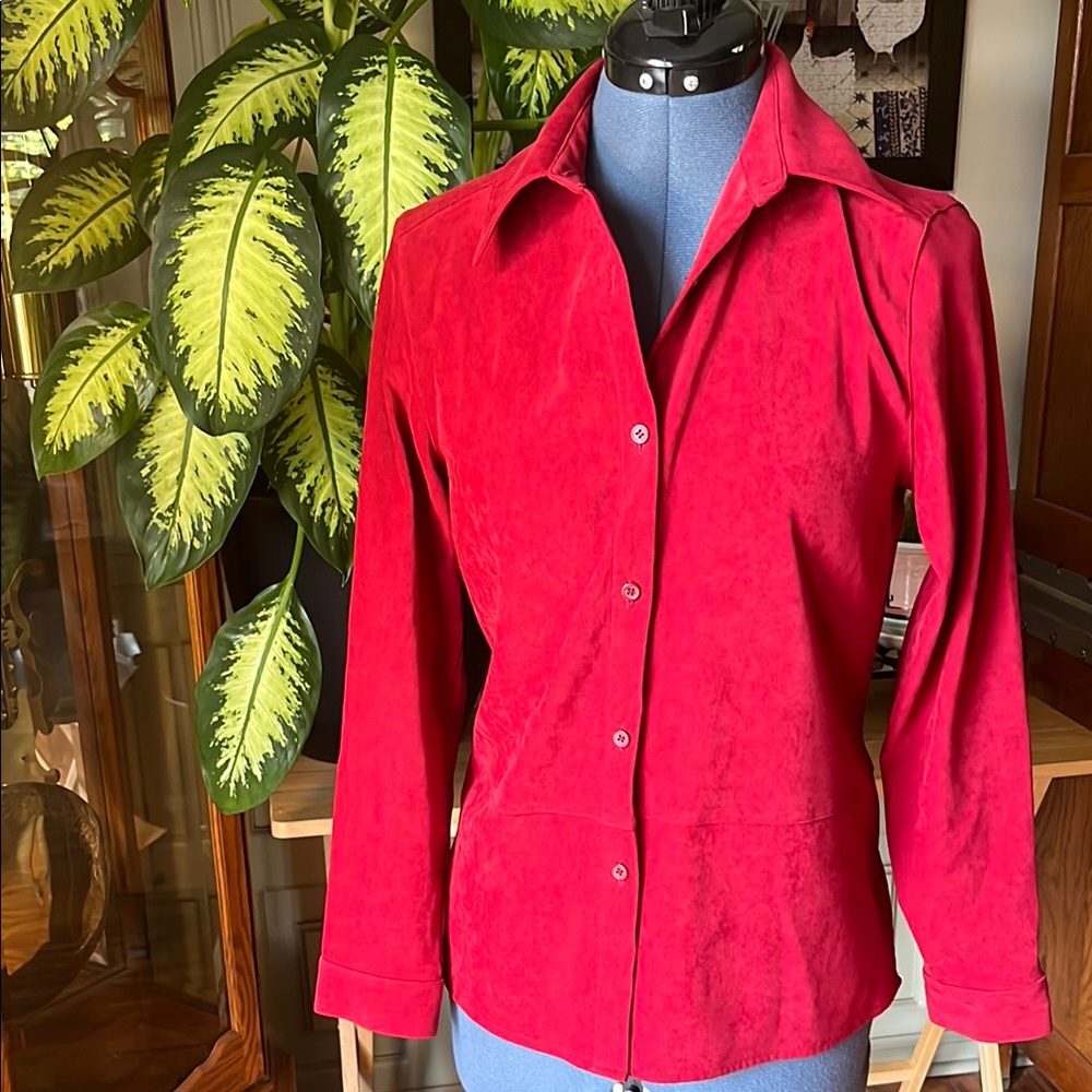 Casual Corner Annex Petite Crimson Red Women's Button-Up Top